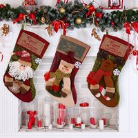 Christmas Retro Santa Claus Snowman Elk Cloth Party Christmas Socks main image 4