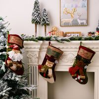 Christmas Retro Santa Claus Snowman Elk Cloth Party Christmas Socks main image 3