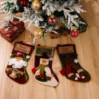 Christmas Retro Santa Claus Snowman Elk Cloth Party Christmas Socks main image 2