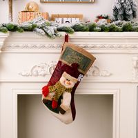 Christmas Retro Santa Claus Snowman Elk Cloth Party Christmas Socks sku image 2