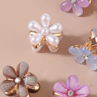 Sweet Flower Alloy Artificial Crystal Artificial Pearls Resin Hair Claws main image 2