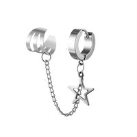 Punk Cross Star Skull Titanium Steel Plating Drop Earrings 1 Piece sku image 4