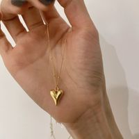 Lady Heart Shape Titanium Steel Plating Pendant Necklace 1 Piece sku image 1
