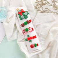 Cute Christmas Tree Santa Claus Star Cloth Sequins Hair Clip 5 Piece Set sku image 1