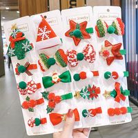 Cute Christmas Tree Santa Claus Star Cloth Sequins Hair Clip 5 Piece Set main image 6