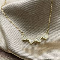 Fashion Four Leaf Clover Heart Shape Titanium Steel Rhinestones Pendant Necklace main image 4