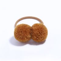 Fashion Round Solid Color Cloth Pom Poms Hair Tie 1 Piece sku image 2