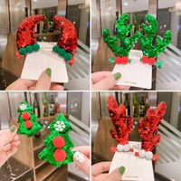 Cartoon Style Christmas Tree Antlers Sequin Sequins Hair Clip 1 Pair main image 1