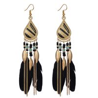 Ethnic Style Feather Feather Beaded Tassel Women's Drop Earrings 1 Pair main image 4