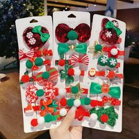 Cute Christmas Tree Star Snowflake Cloth Sequins Handmade Hair Clip 10 Pieces main image 4