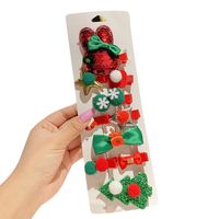 Süß Weihnachtsbaum Stern Schneeflocke Tuch Pailletten Handgemacht Haarklammer 10 Stück main image 5