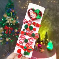 Süß Weihnachtsbaum Stern Schneeflocke Tuch Pailletten Handgemacht Haarklammer 10 Stück sku image 1