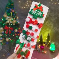 Cute Christmas Tree Star Snowflake Cloth Sequins Handmade Hair Clip 10 Pieces sku image 9