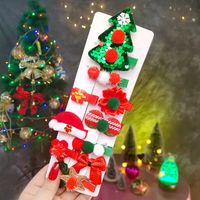 Cute Christmas Tree Star Snowflake Cloth Sequins Handmade Hair Clip 10 Pieces sku image 4