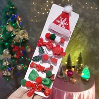 Cute Christmas Tree Star Snowflake Cloth Sequins Handmade Hair Clip 10 Pieces sku image 8