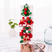 Cute Christmas Tree Star Snowflake Cloth Sequins Handmade Hair Clip 10 Pieces main image 2