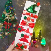 Süß Weihnachtsbaum Stern Schneeflocke Tuch Pailletten Handgemacht Haarklammer 10 Stück sku image 3