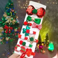 Süß Weihnachtsbaum Stern Schneeflocke Tuch Pailletten Handgemacht Haarklammer 10 Stück sku image 2