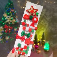 Süß Weihnachtsbaum Stern Schneeflocke Tuch Pailletten Handgemacht Haarklammer 10 Stück sku image 7