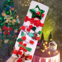 Süß Weihnachtsbaum Stern Schneeflocke Tuch Pailletten Handgemacht Haarklammer 10 Stück sku image 6