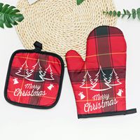 Christmas Cute Christmas Tree Stripe Polyester Party Heat Insulation Gloves 1 Set main image 5