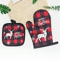 Christmas Cute Christmas Tree Stripe Polyester Party Heat Insulation Gloves 1 Set main image 1
