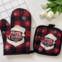 Christmas Cute Christmas Tree Stripe Polyester Party Heat Insulation Gloves 1 Set sku image 18
