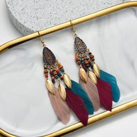 Ethnic Style Geometric Feather Tassel Plating Women's Drop Earrings 1 Pair main image 1