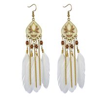 Ethnic Style Geometric Feather Tassel Plating Women's Drop Earrings 1 Pair sku image 16