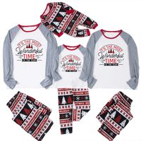 Fashion Letter Cotton Blend Printing Pants Sets Straight Pants T-shirt Family Matching Outfits sku image 22