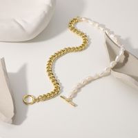Einfacher Stil Farbblock Perle Kupfer Patchwork Halskette main image 3