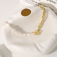 Einfacher Stil Farbblock Perle Kupfer Patchwork Halskette main image 2