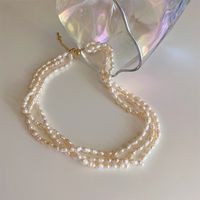 Retro Geometric Pearl Layered Necklaces Necklace sku image 8