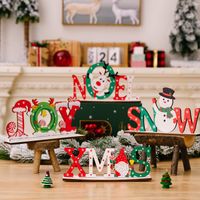 Christmas Cartoon Style Letter Snowman Wood Party Ornaments 1 Piece main image 2