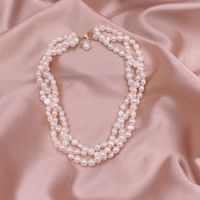 Retro Geometric Pearl Layered Necklaces Necklace sku image 7