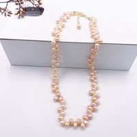 Retro Geometric Pearl Layered Necklaces Necklace sku image 5