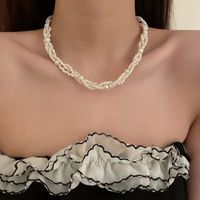 Retro Geometric Pearl Layered Necklaces Necklace sku image 1
