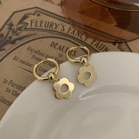Wholesale Jewelry 1 Pair Sweet Flower Metal Gold Plated Silver Plated Drop Earrings sku image 1