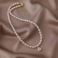 Simple Style Geometric Leaf Smiley Face Alloy Pearl Necklace 1 Piece sku image 22