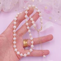 Simple Style Geometric Leaf Smiley Face Alloy Pearl Necklace 1 Piece sku image 56