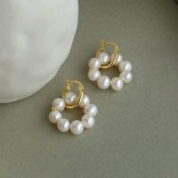 Simple Style Geometric Pearl Metal Earrings 1 Pair sku image 14