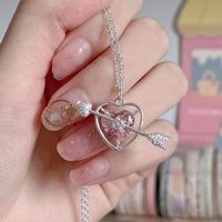 Sweet Heart Shape Titanium Steel Pendant Necklace Inlay Rhinestones Stainless Steel Necklaces 1 Piece sku image 1