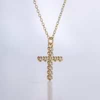Fashion Cross Copper Gold Plated Zircon Pendant Necklace 1 Piece main image 3