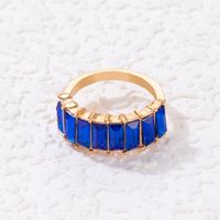 Fashion Rectangular Multi-color Diamond Alloy Single Ring Female main image 2