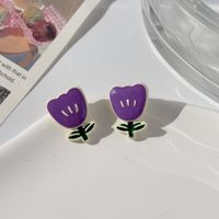 1 Paar Süss Blume Überzug Legierung Ohrringe sku image 5
