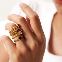 Retro Geometric Stainless Steel Gold Plated Zircon Open Ring main image 1