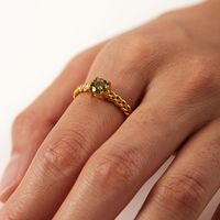 Retro Geometric Stainless Steel Gold Plated Zircon Open Ring main image 5