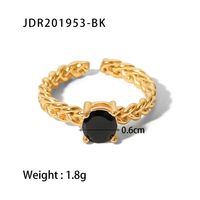 Retro Geometric Stainless Steel Gold Plated Zircon Open Ring sku image 2