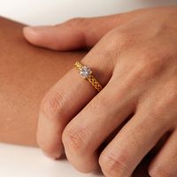 Retro Geometric Stainless Steel Gold Plated Zircon Open Ring main image 3