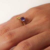 Retro Geometric Stainless Steel Gold Plated Zircon Open Ring main image 2